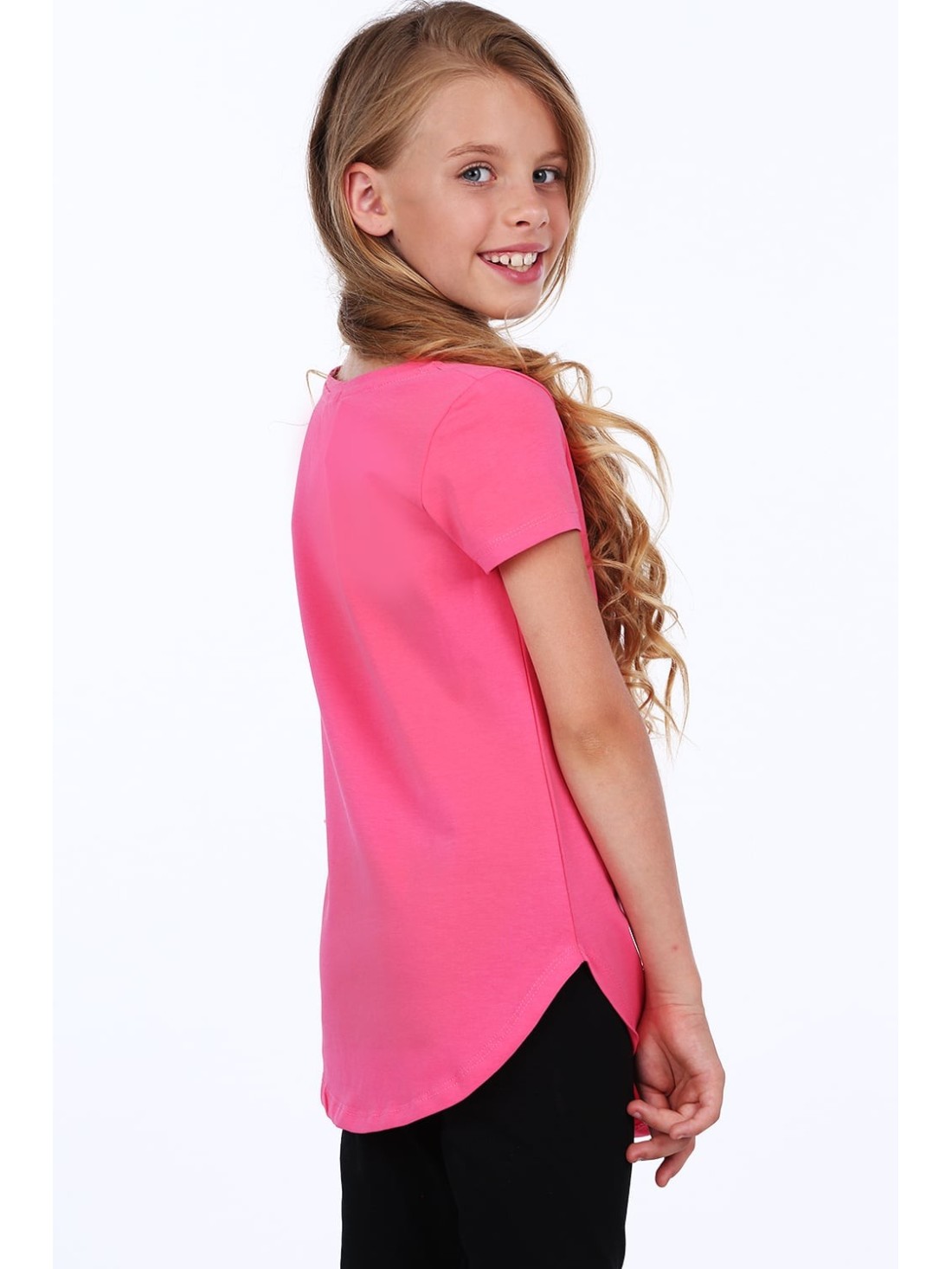 Girls\' tunic with a slit, amaranth NDZ8229 - Online store - Boutique